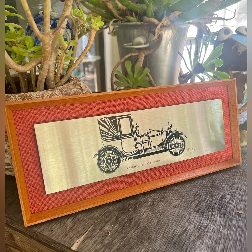Vintage Car Keith Tovey Wall Art with Wooden Frame
